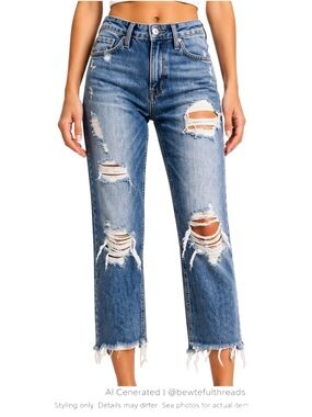 MOTHER Sinner Crop Distressed Raw Hem Jeans 27